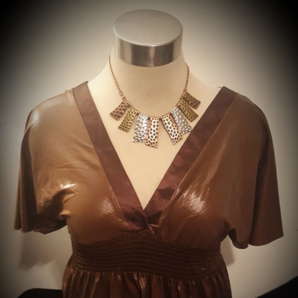 Camel Brown Leather Look Blouse (New)